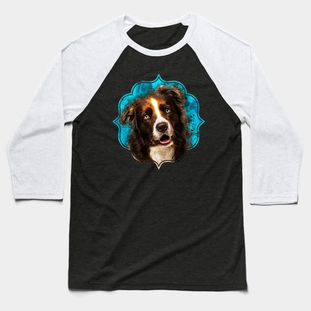 Border Collie Baseball T-Shirt by Nartissima